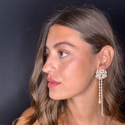 Palestro Milano Orecchini Rosa con Gemme Cadenti