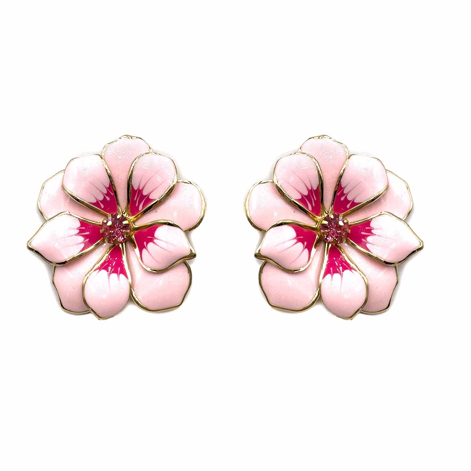 Palestro Milano Orecchini Rosa e Fucsia Fiore Sfumato