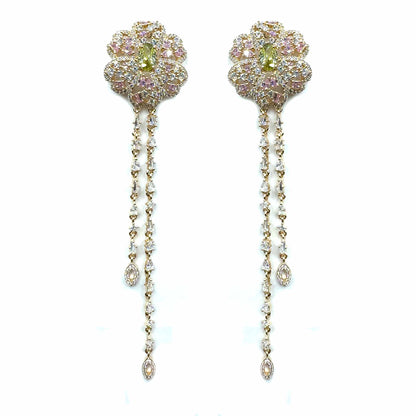 Palestro Milano Orecchini Rosa-Giallo Rosa con Gemme Cadenti