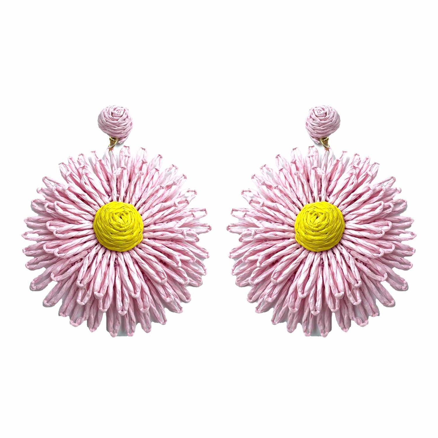 Palestro Milano Orecchini Rosa Girasoli colorati in rafia - big edition