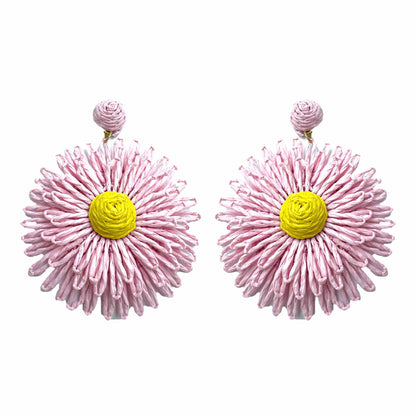 Palestro Milano Orecchini Rosa Girasoli colorati in rafia - big edition