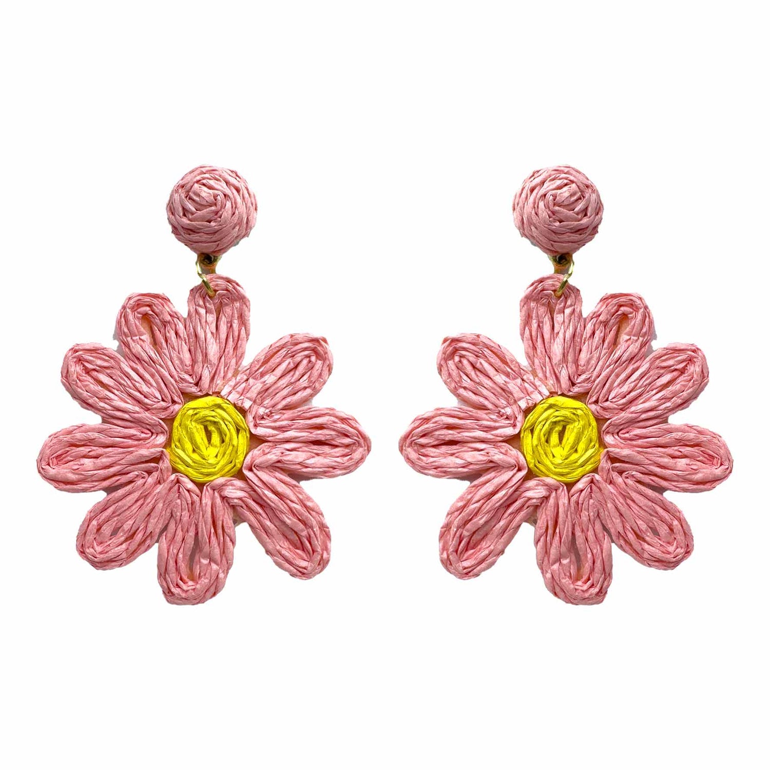 Palestro Milano Orecchini Rosa Margherite colorate in rafia
