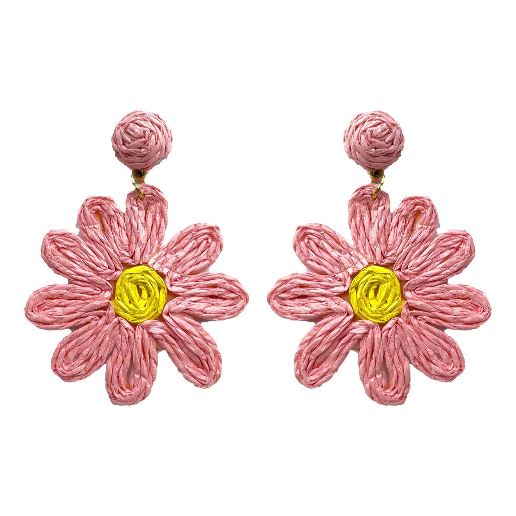 Palestro Milano Orecchini Rosa Margherite colorate in rafia