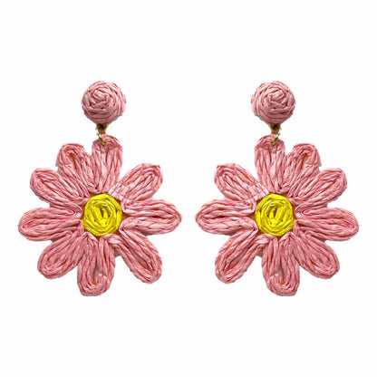 Palestro Milano Orecchini Rosa Margherite colorate in rafia