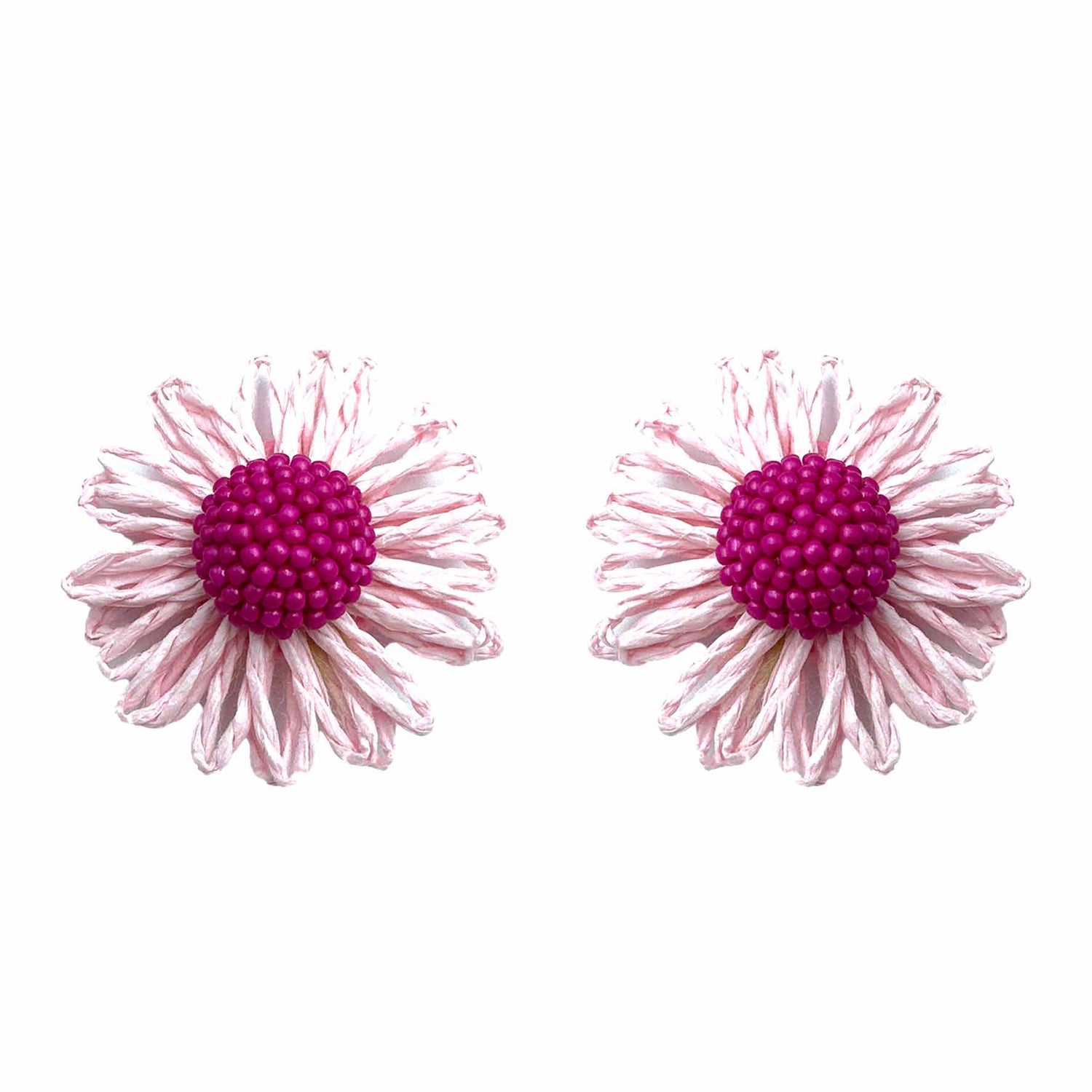 Palestro Milano Orecchini Rosa Margherite colorate in rafia - classic edition