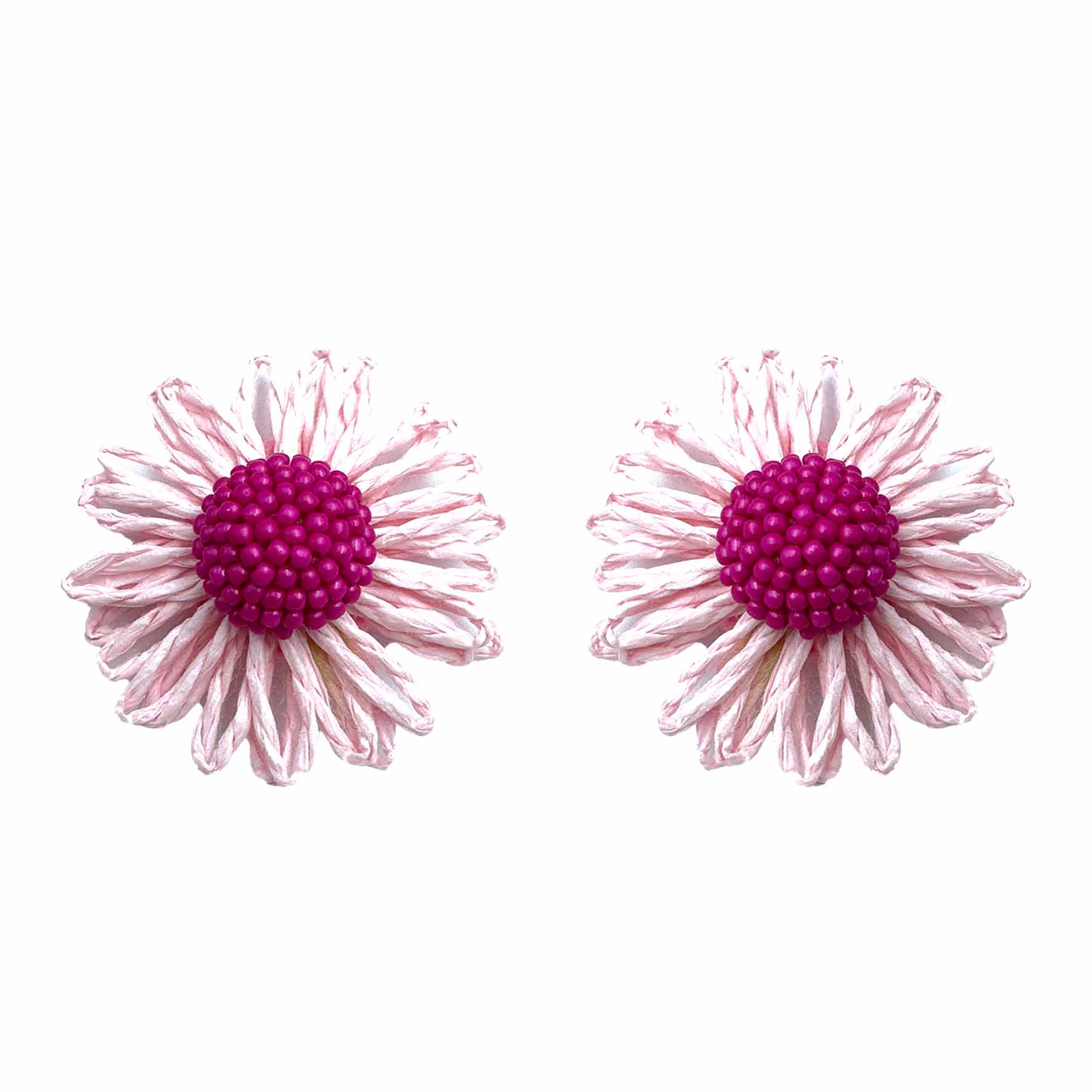 Palestro Milano Orecchini Rosa Margherite colorate in rafia - classic edition
