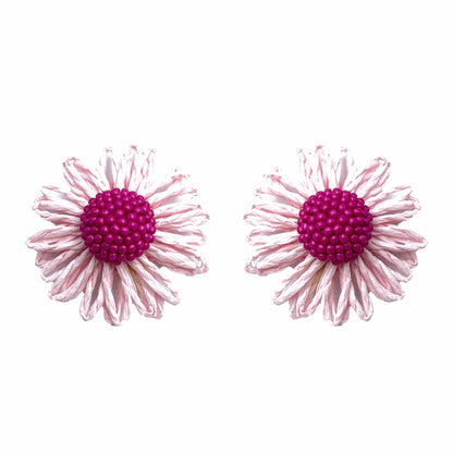 Palestro Milano Orecchini Rosa Margherite colorate in rafia - classic edition