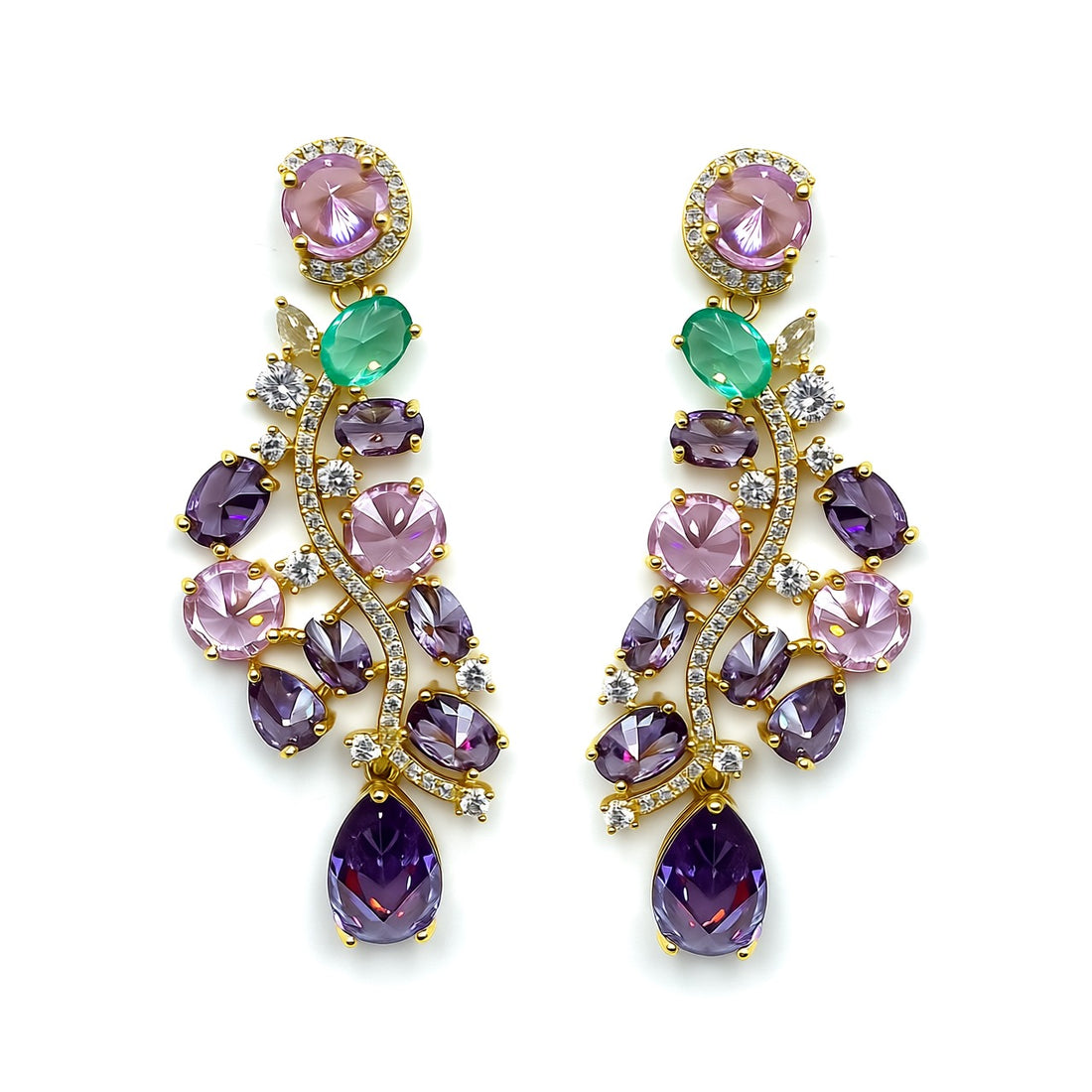 Palestro Milano Orecchini Rosa-Viola Geometria di pietre preziose