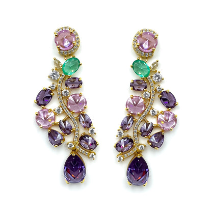 Palestro Milano Orecchini Rosa-Viola Geometria di pietre preziose