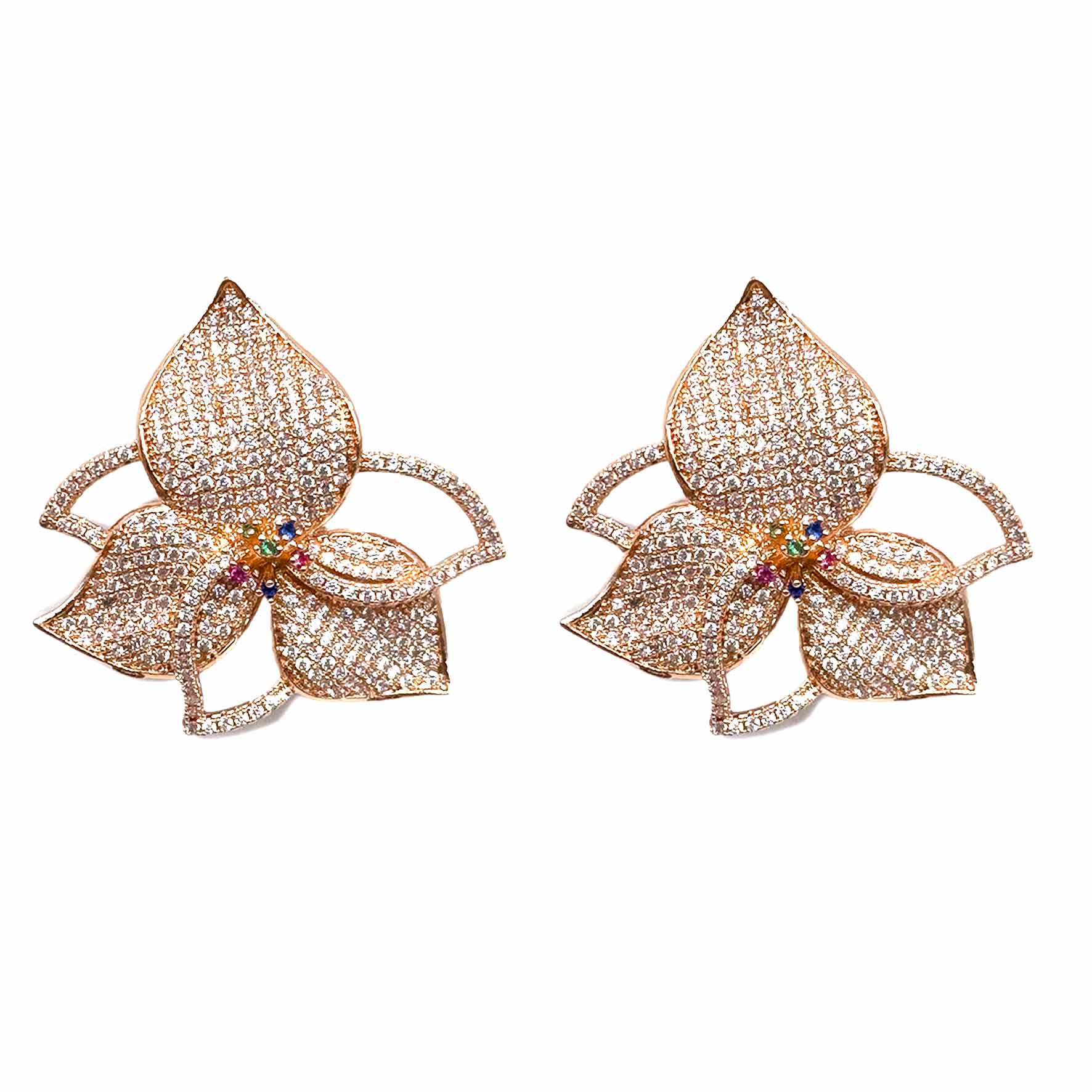 Palestro Milano Orecchini Rose Gold Orchidea di pavè