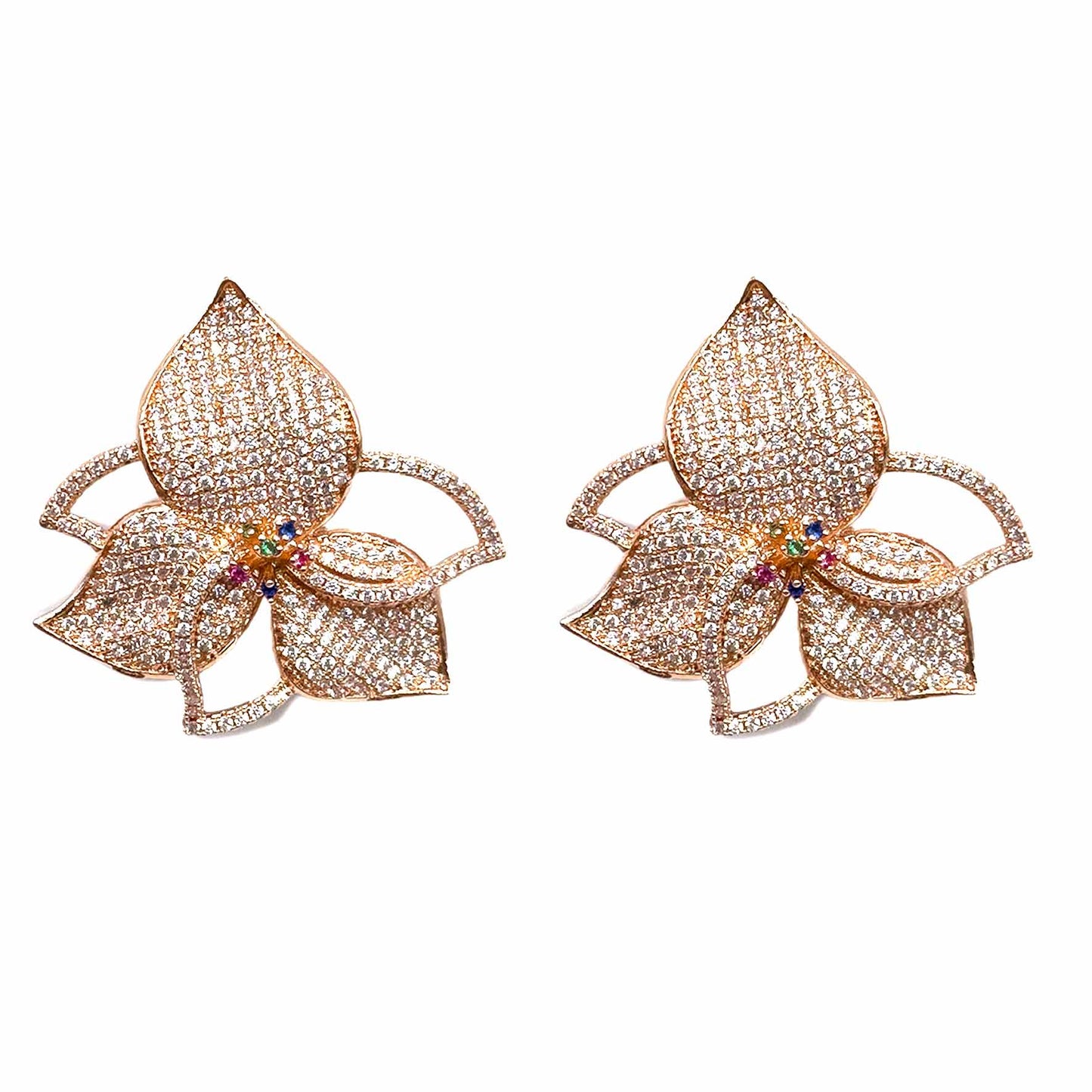 Palestro Milano Orecchini Rose Gold Orchidea di pavè