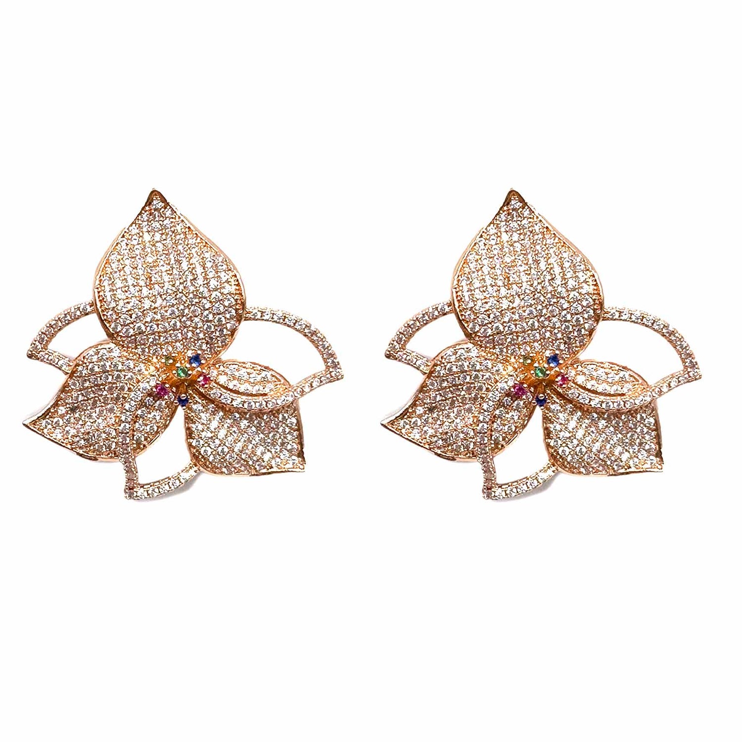 Palestro Milano Orecchini Rose Gold Orchidea di pavè