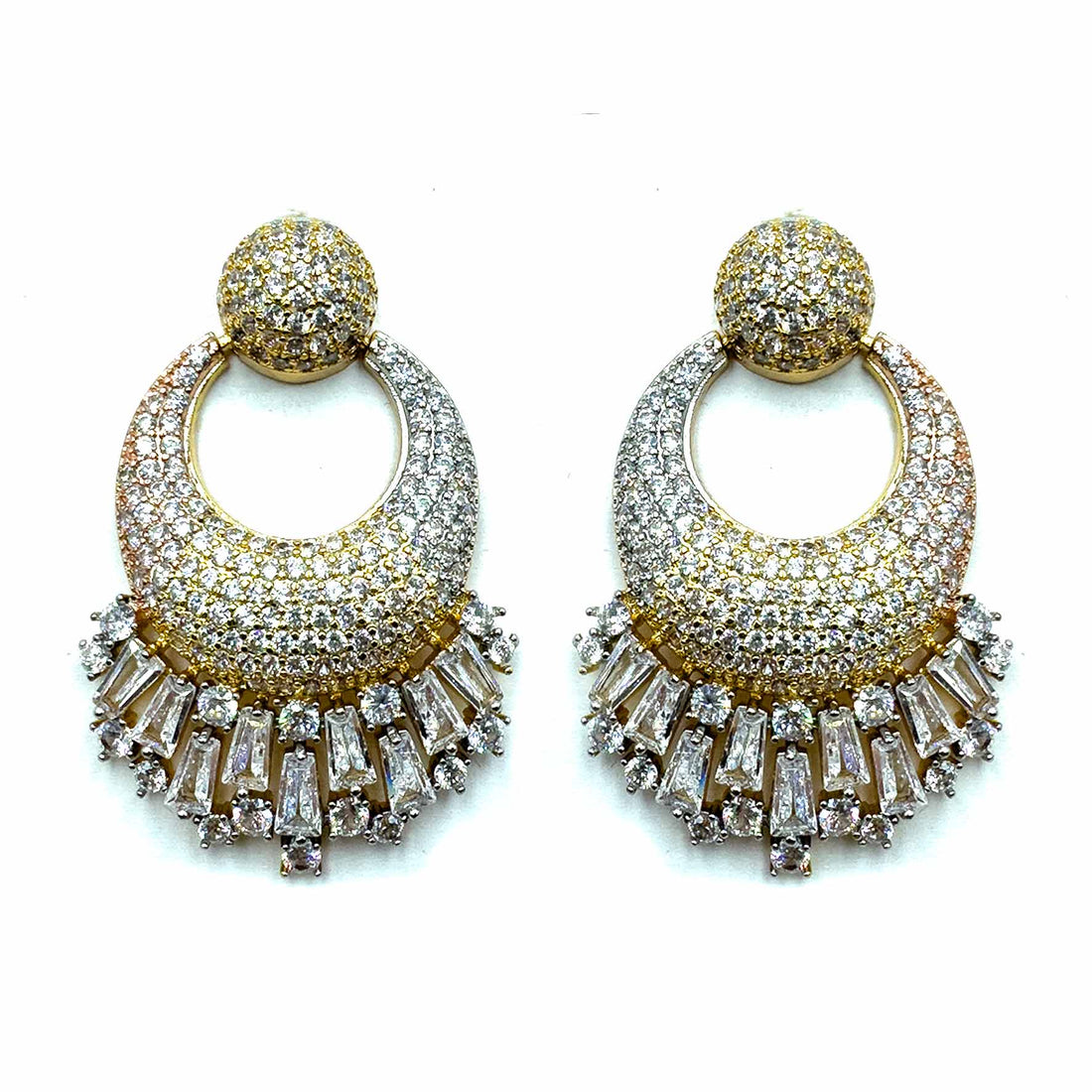 Palestro Milano Orecchini Rosegold-Gold-Silver Cerchio di Pavè con Cristalli
