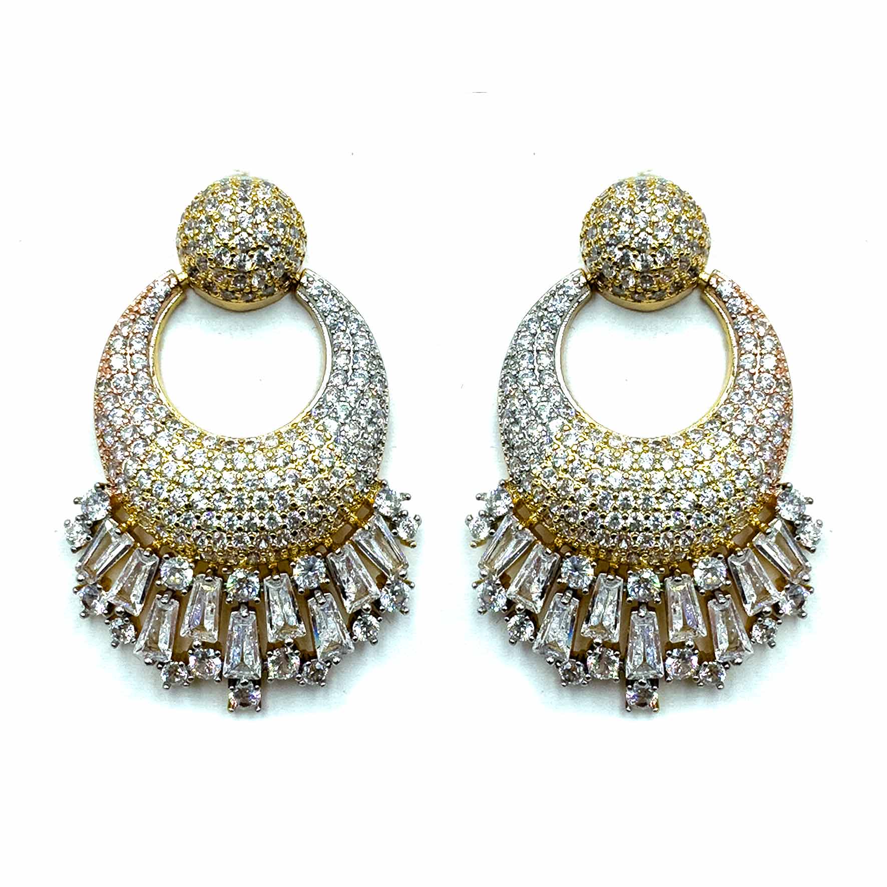 Palestro Milano Orecchini Rosegold-Gold-Silver Cerchio di Pavè con Cristalli