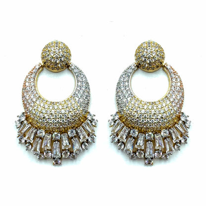 Palestro Milano Orecchini Rosegold-Gold-Silver Cerchio di Pavè con Cristalli