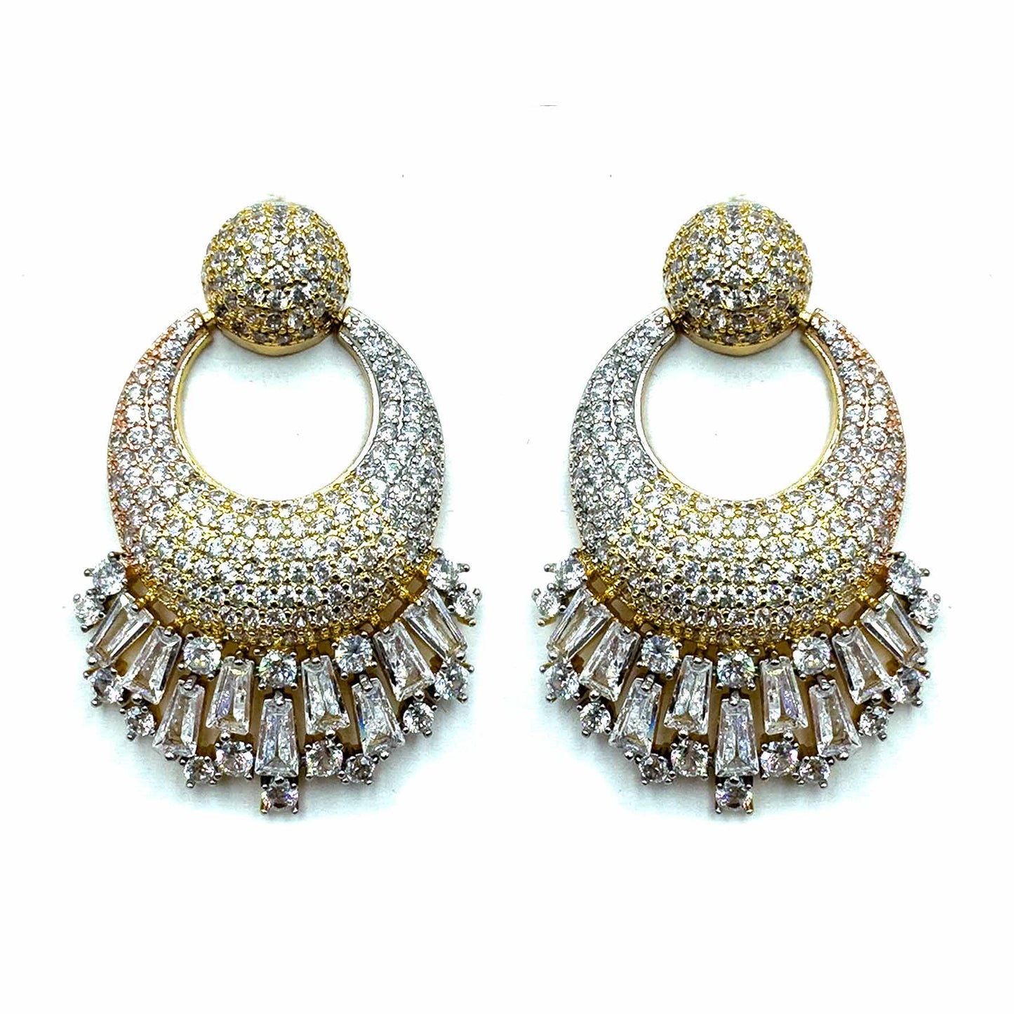 Palestro Milano Orecchini Rosegold-Gold-Silver Cerchio di Pavè con Cristalli