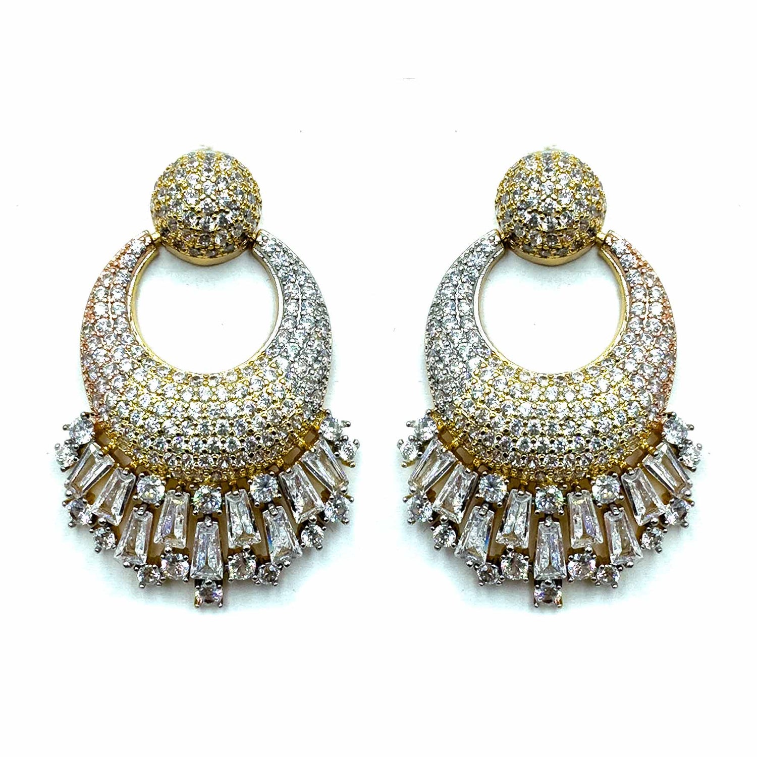 Palestro Milano Orecchini Rosegold-Gold-Silver Cerchio di Pavè con Cristalli