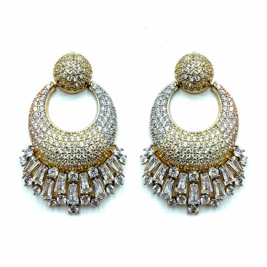 Palestro Milano Orecchini Rosegold-Gold-Silver Cerchio di Pavè con Cristalli