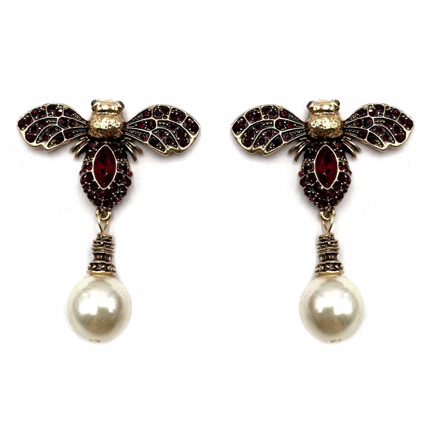Palestro Milano Orecchini Rosso Bordeaux Mosca Reale con perla