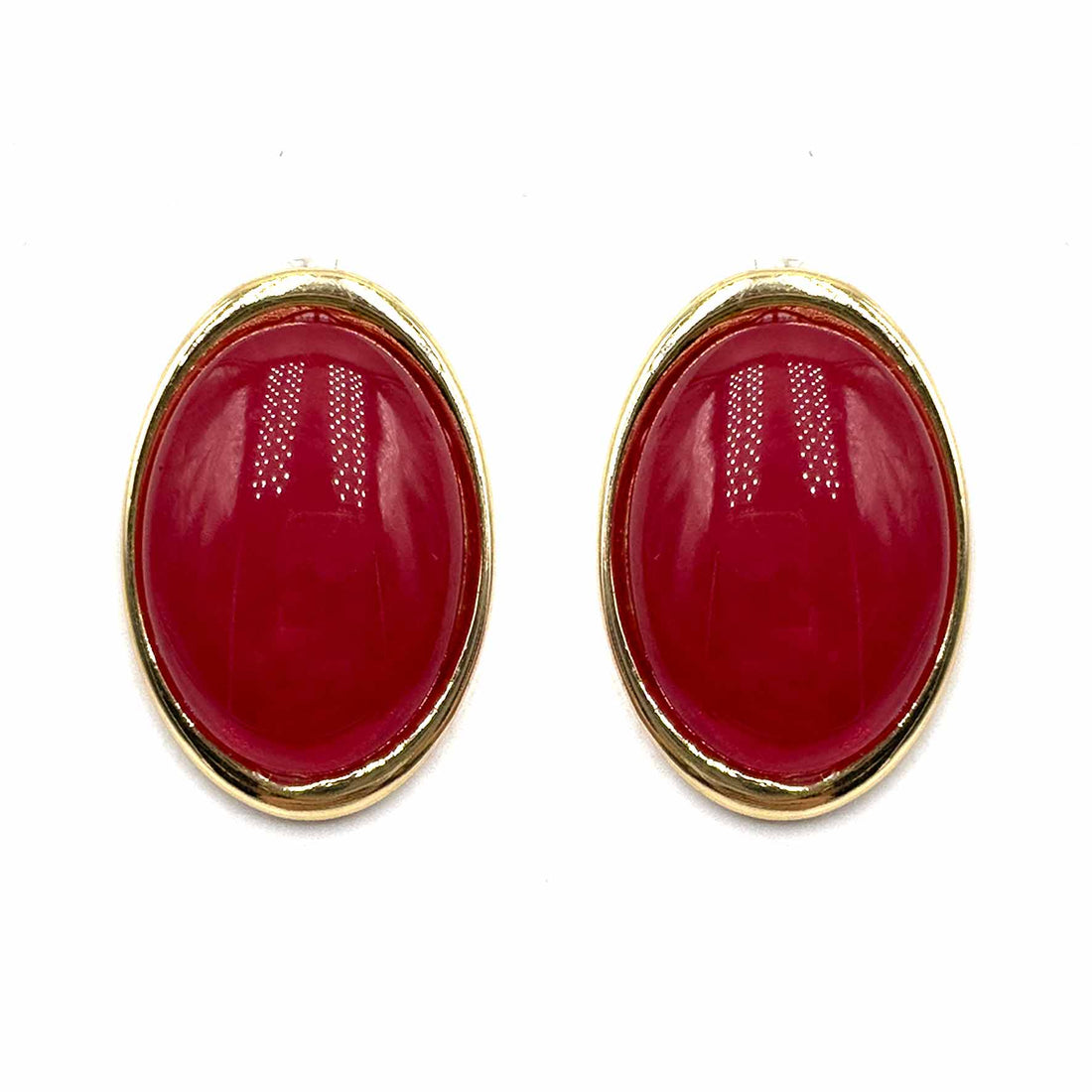 Palestro Milano Orecchini Rosso Bottone Ovale