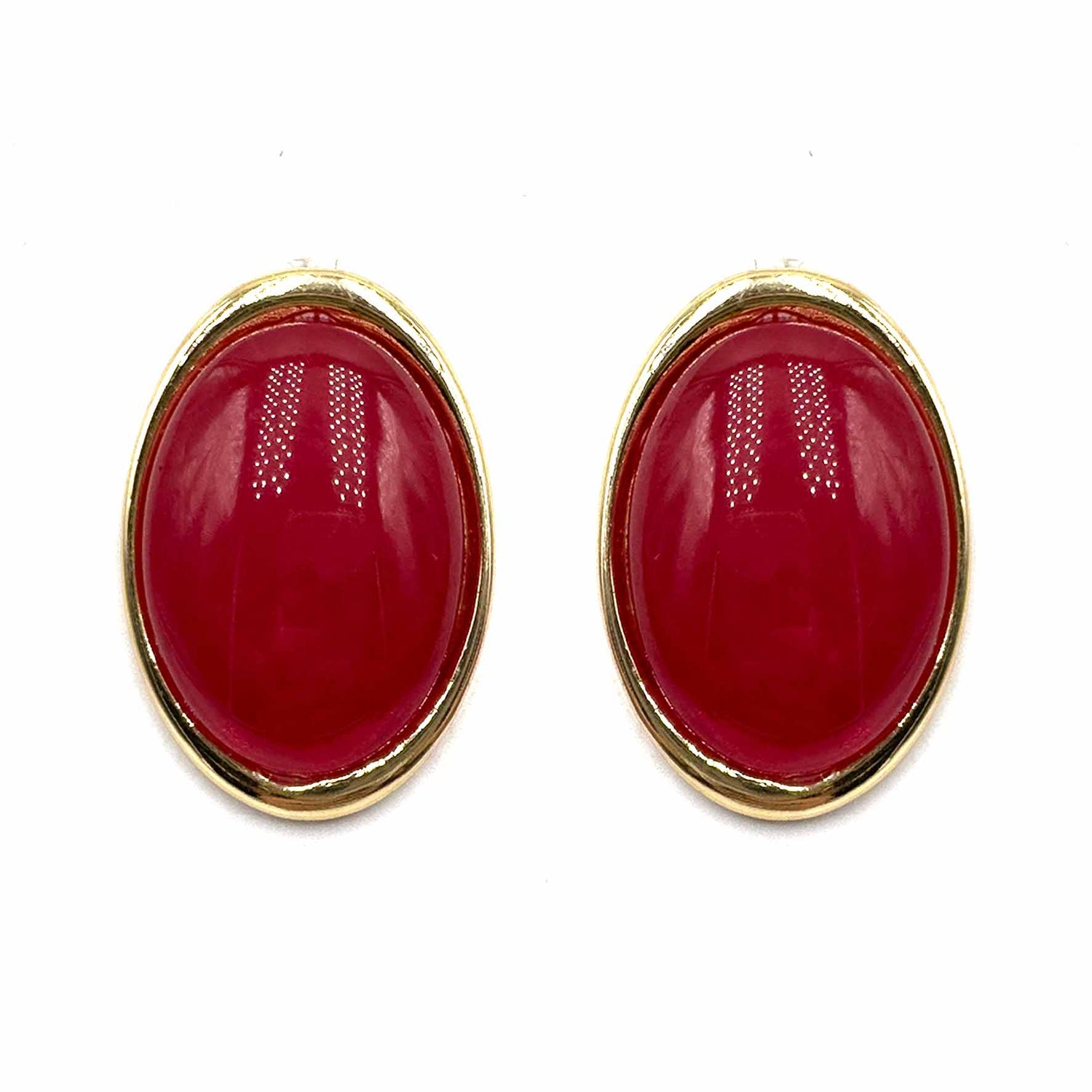 Palestro Milano Orecchini Rosso Bottone Ovale