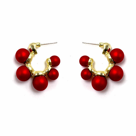 Palestro Milano Orecchini Rosso Cerchietti di perline