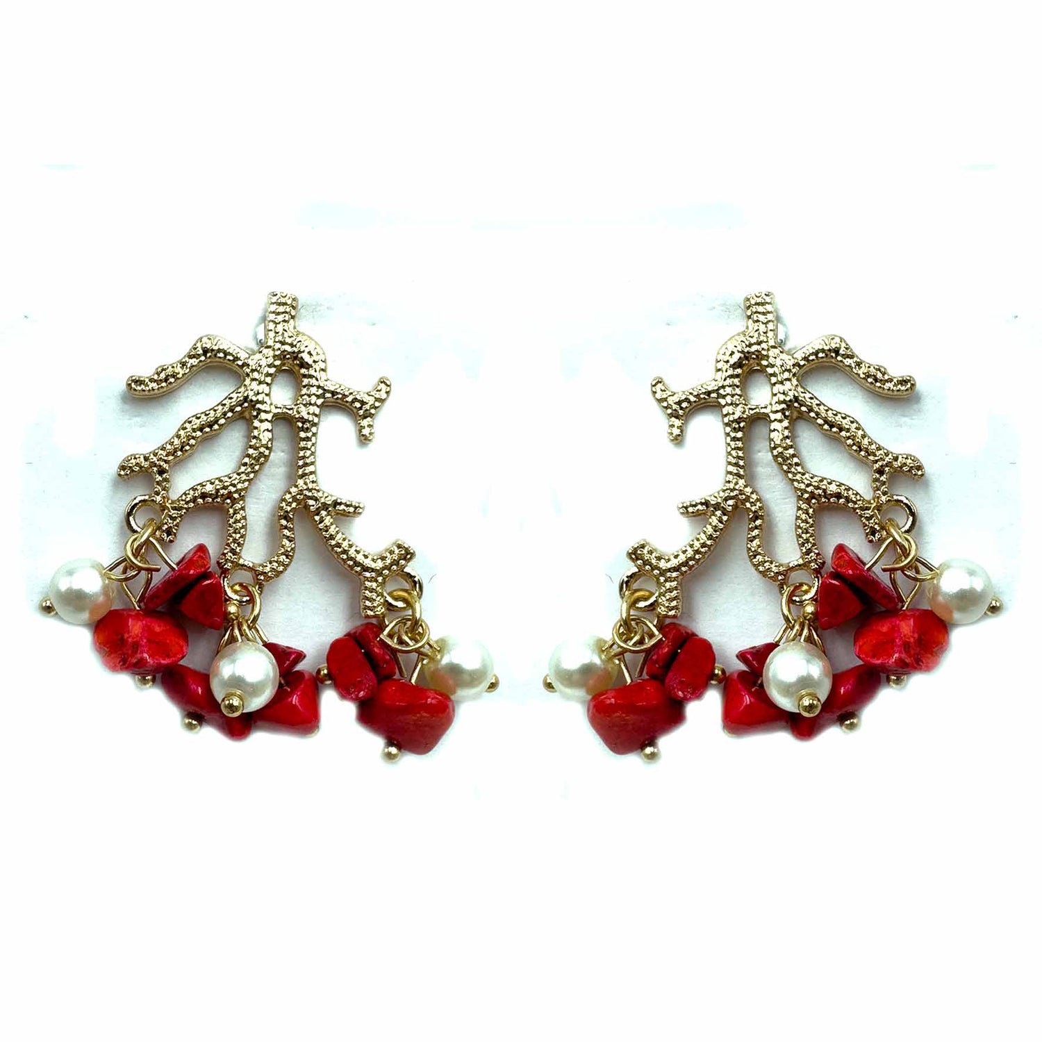 Palestro Milano Orecchini Rosso Coralli perline&amp;pietrine
