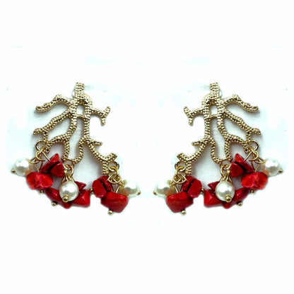 Palestro Milano Orecchini Rosso Coralli perline&amp;pietrine