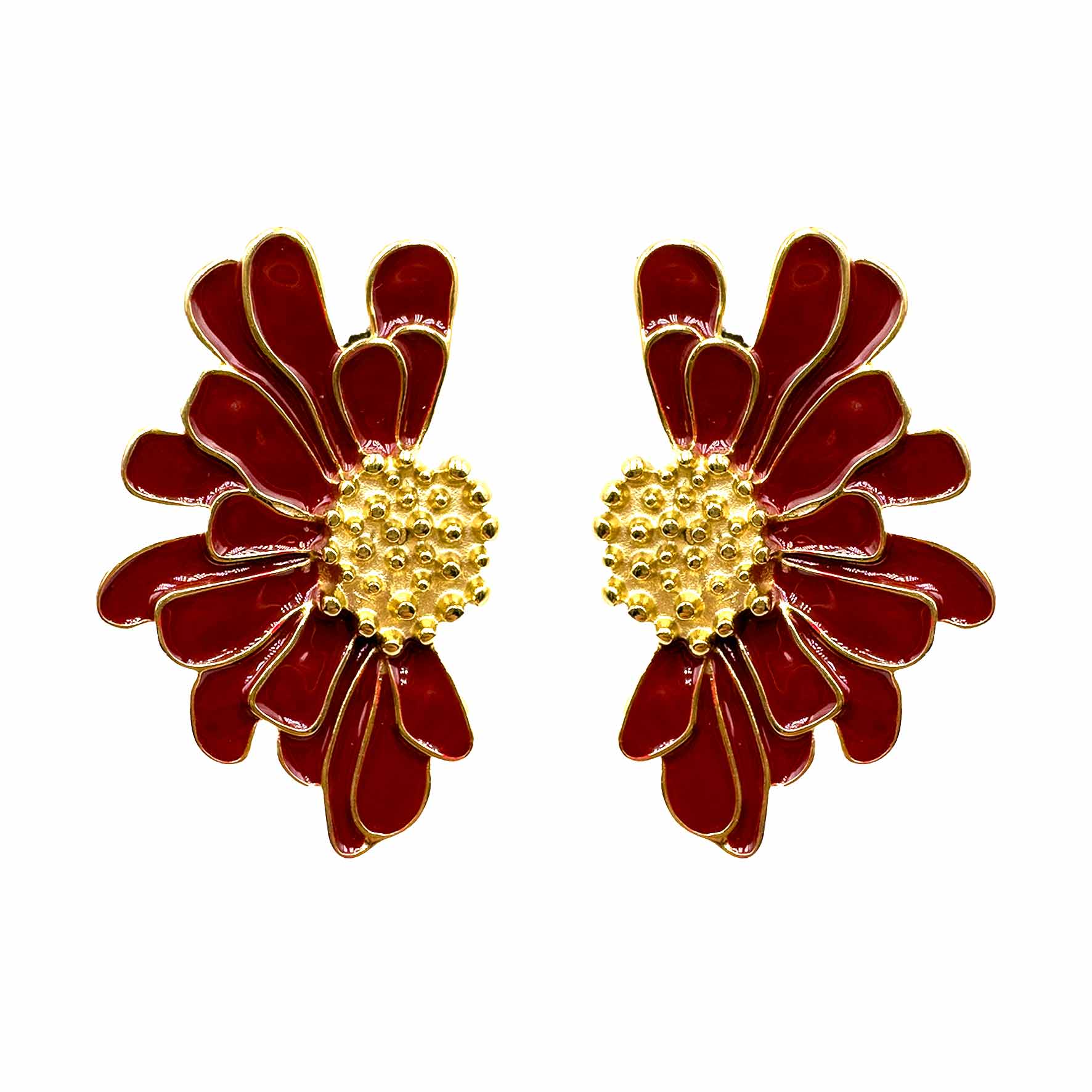 Palestro Milano Orecchini Rosso Mattone Fiori d&