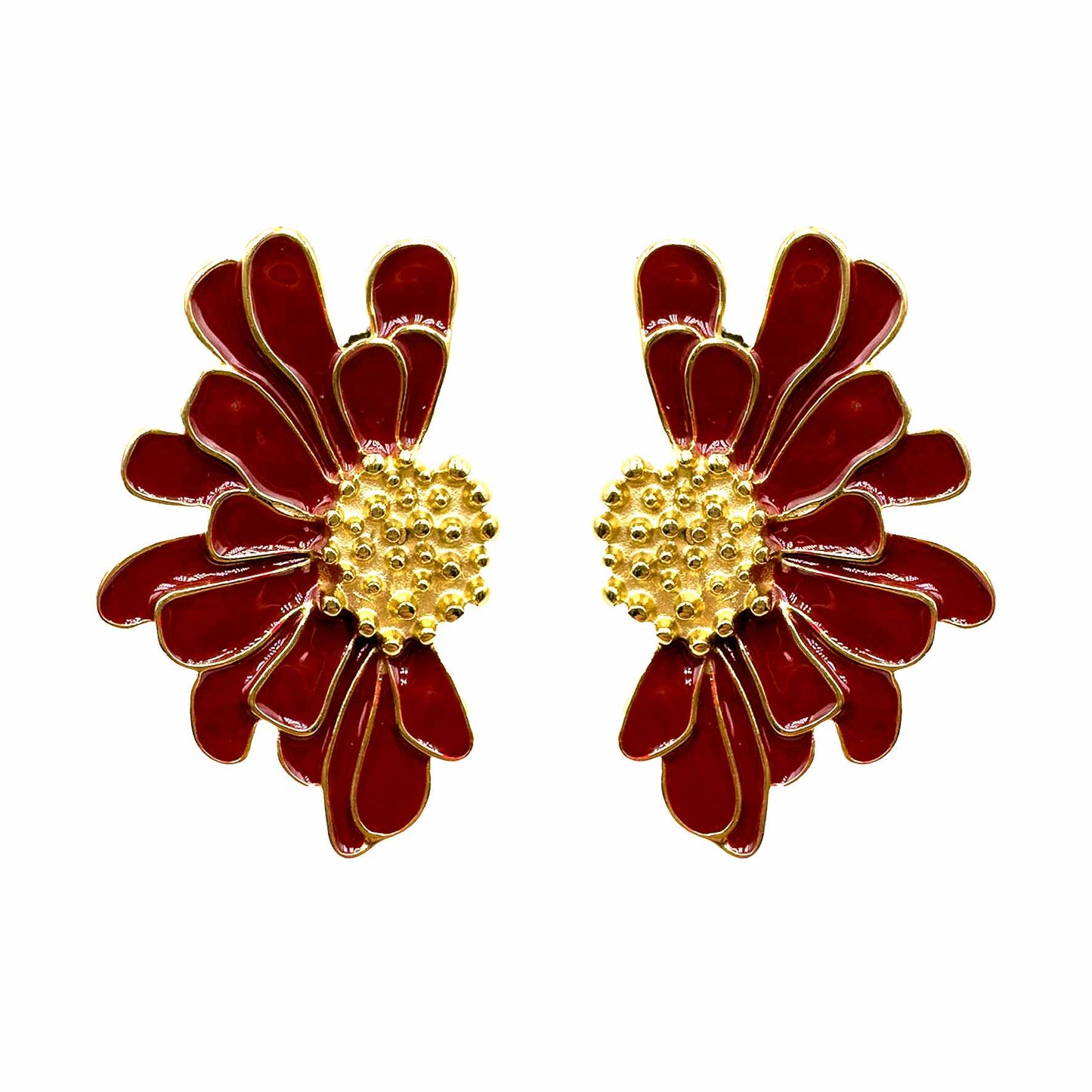 Palestro Milano Orecchini Rosso Mattone Fiori d'Oro