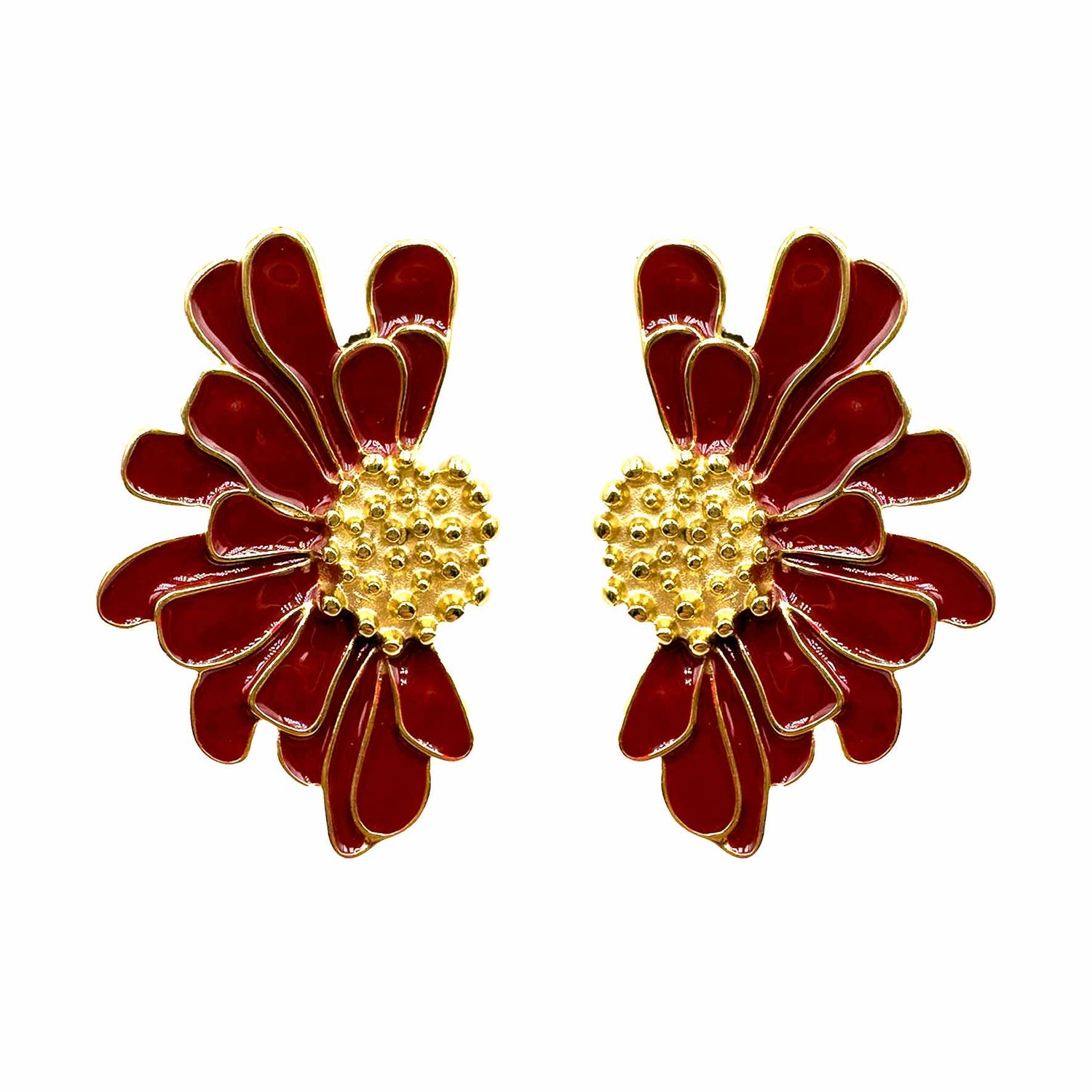 Palestro Milano Orecchini Rosso Mattone Fiori d'Oro