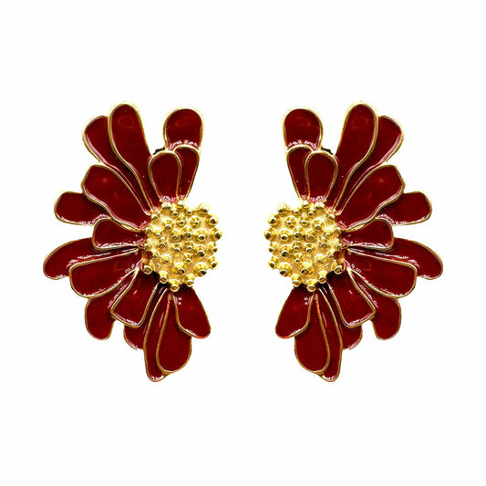 Palestro Milano Orecchini Rosso Mattone Fiori d'Oro