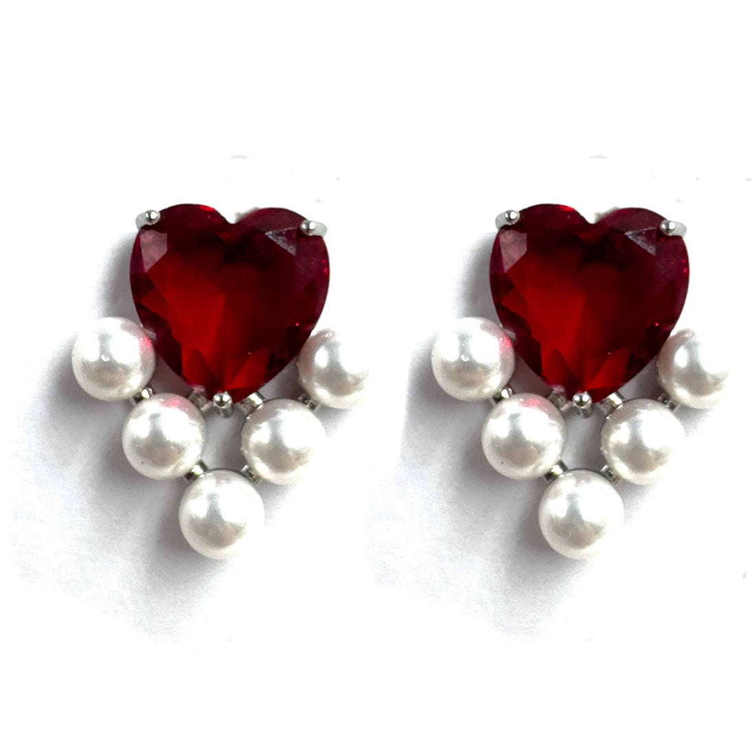 Palestro Milano Orecchini Rosso Rubino Cuore Vitreo