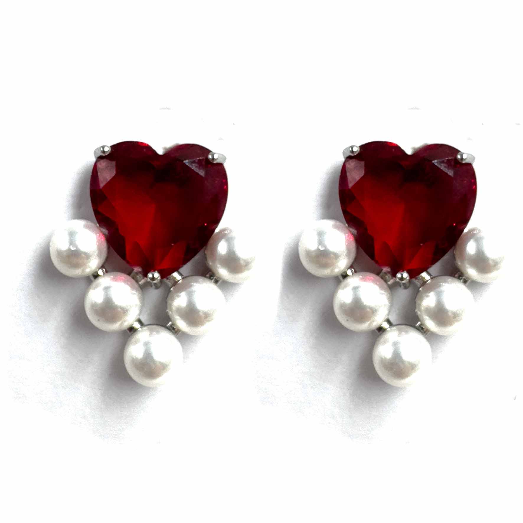 Palestro Milano Orecchini Rosso Rubino Cuore Vitreo