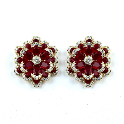 Palestro Milano Orecchini Rosso Rubino Margherite di pavè