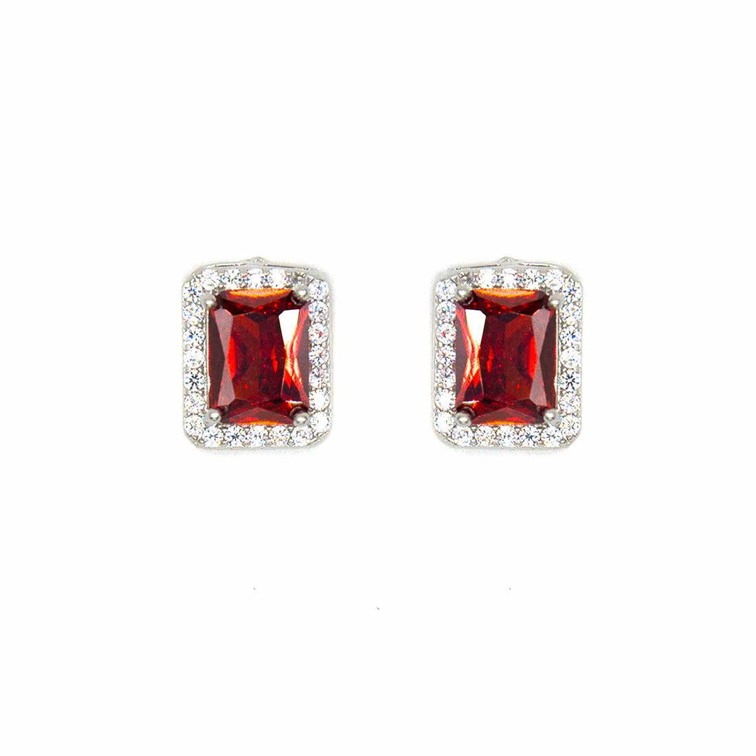 Palestro Milano Orecchini Rosso Rubino Quadratini