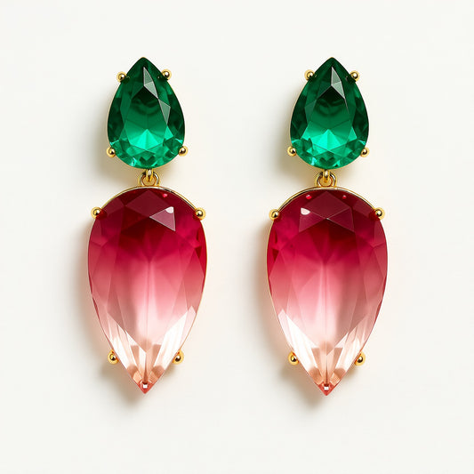 Palestro Milano Orecchini Rosso-Verde Pietre sfumate a Goccia