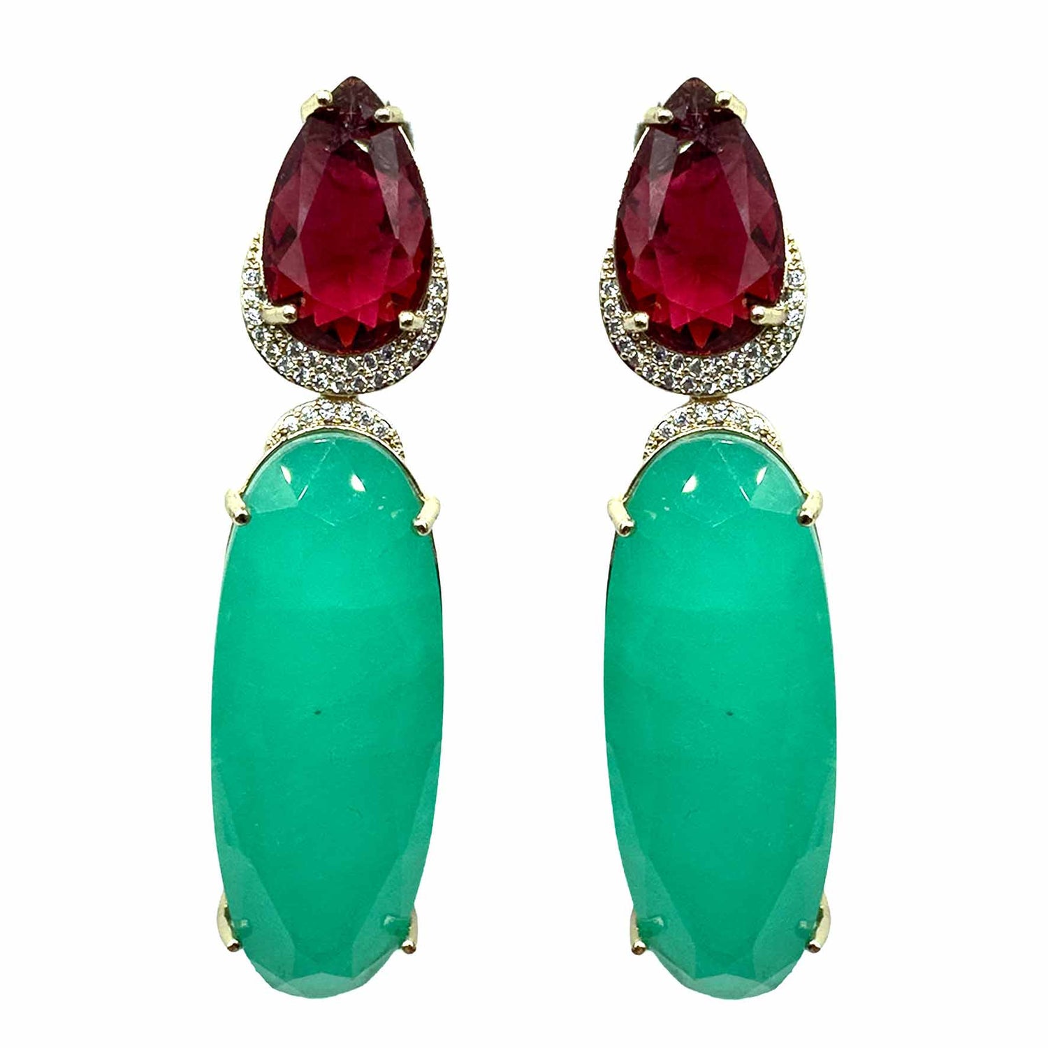 Palestro Milano Orecchini Rubino Verde Acqua Lily