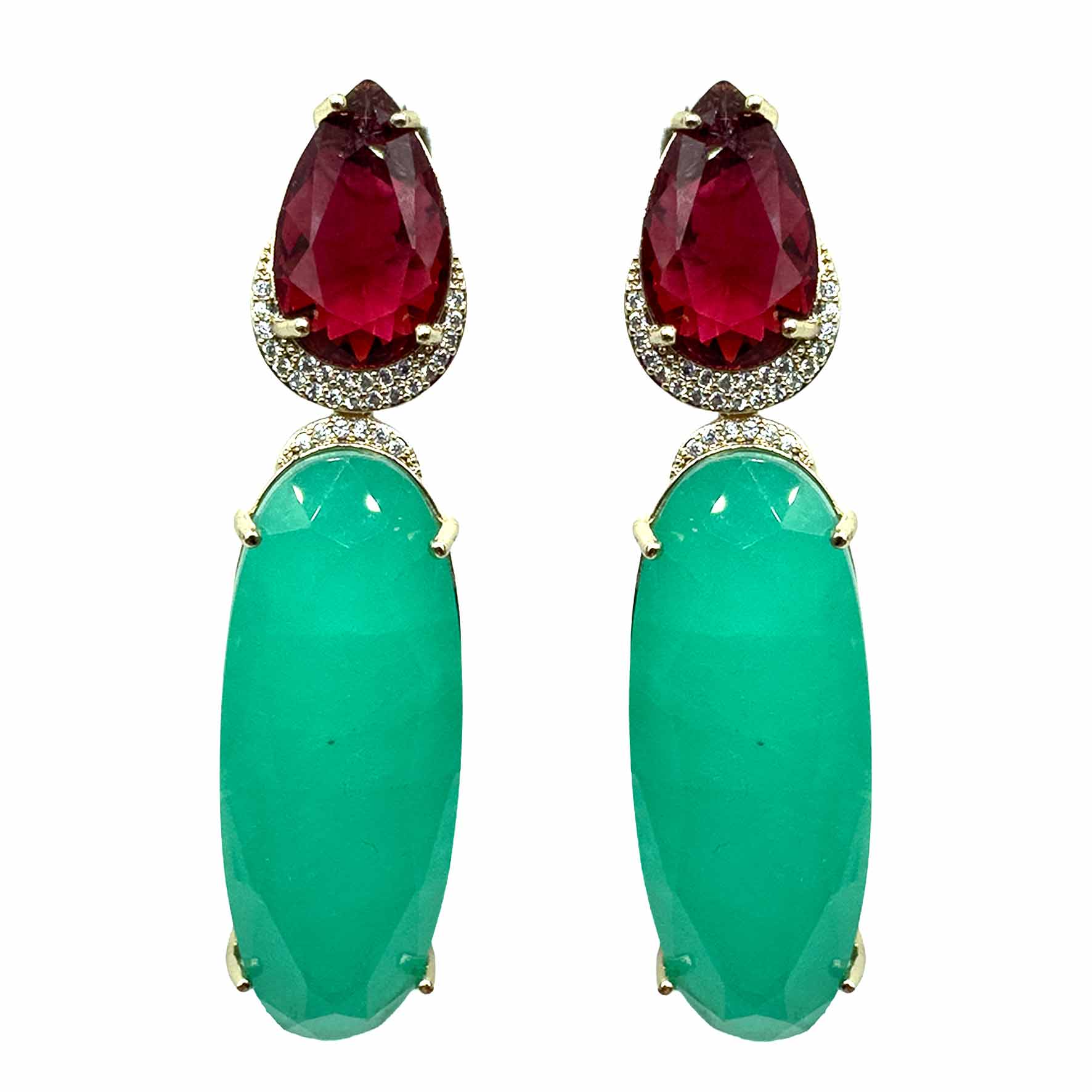 Palestro Milano Orecchini Rubino Verde Acqua Lily