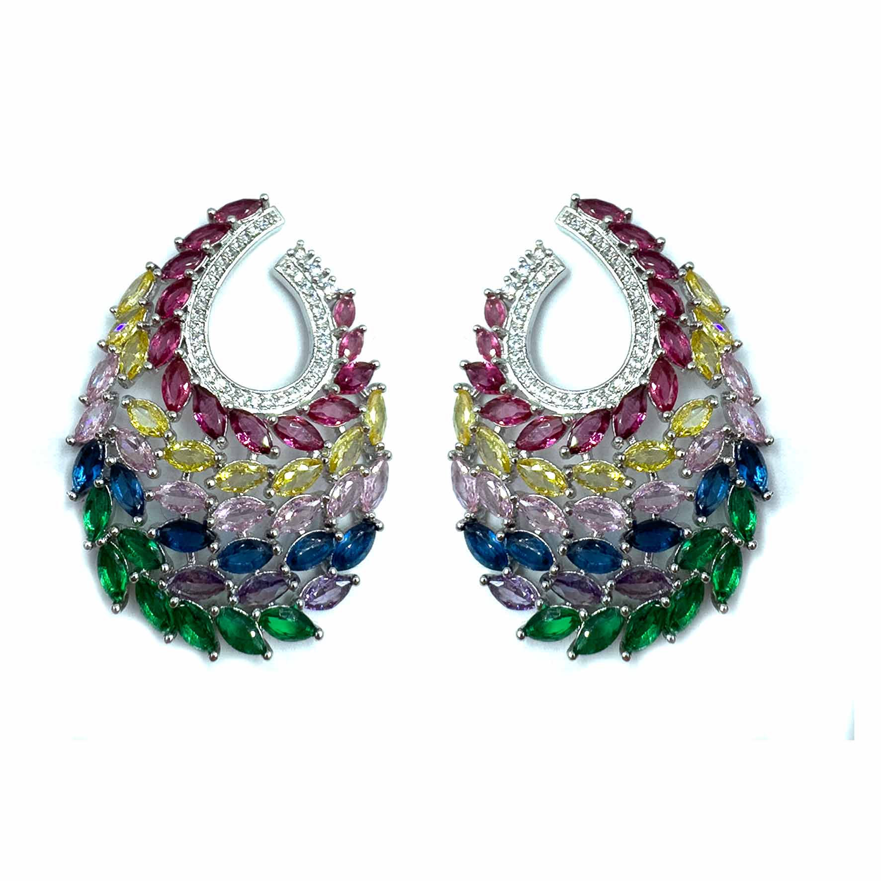 Palestro Milano Orecchini Semicerchio di foglioline multicolor
