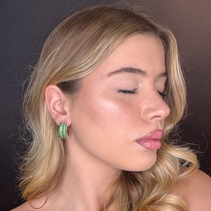 Palestro Milano Orecchini Semicerchio / Gold / Verde Goccia Torquoise