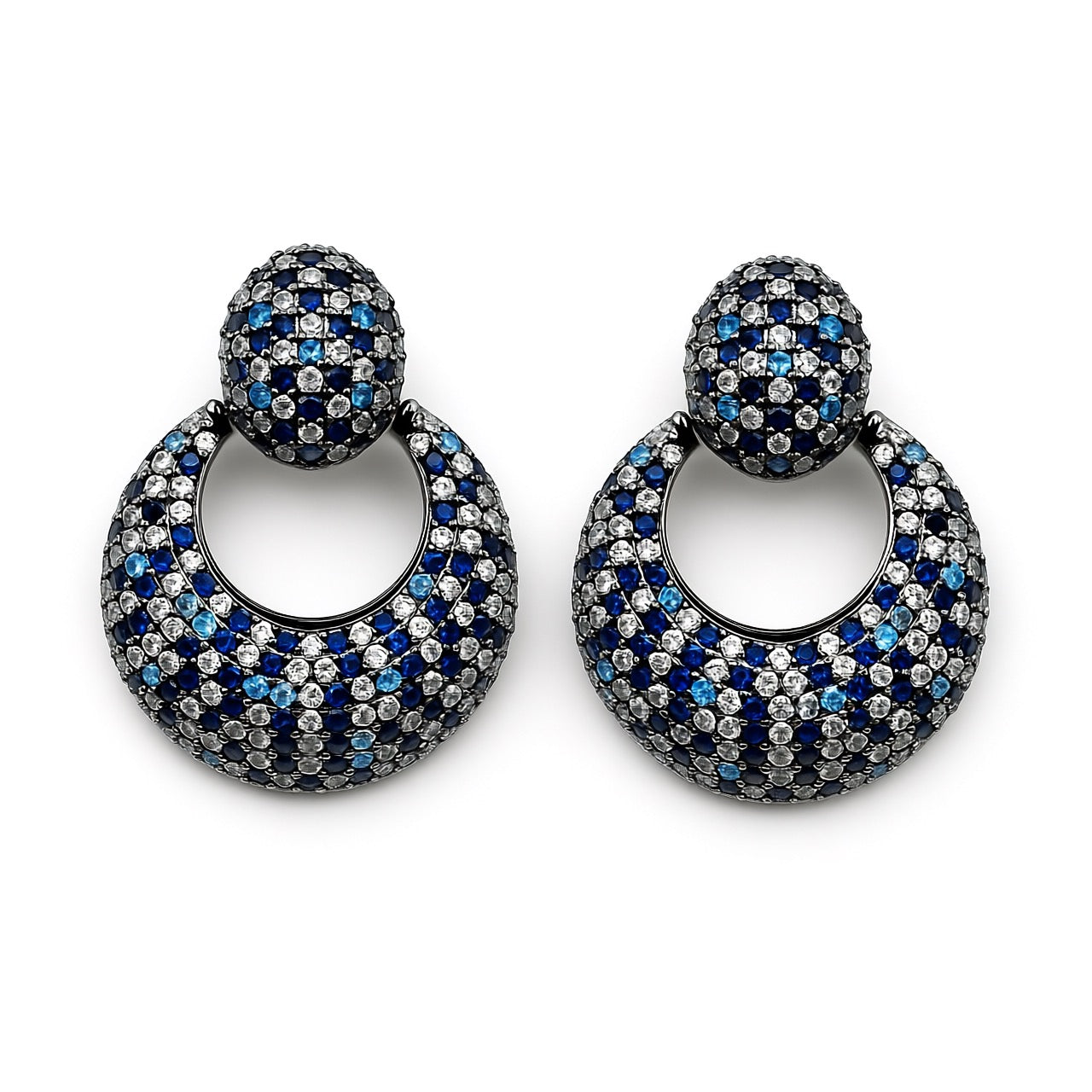 Palestro Milano Orecchini Sfumature Blu/Azzurro Cerchio di pavè a mosaico
