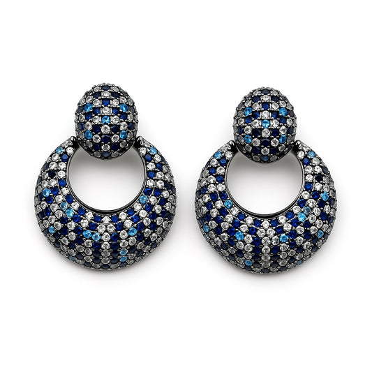 Palestro Milano Orecchini Sfumature Blu/Azzurro Cerchio di pavè a mosaico