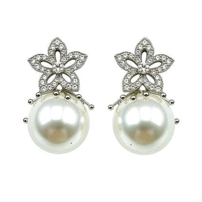 Palestro Milano Orecchini Silver-Bianco Stellina di pavè con perla
