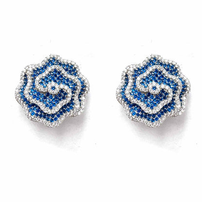Palestro Milano Orecchini Silver/Blu Roselline di pavè