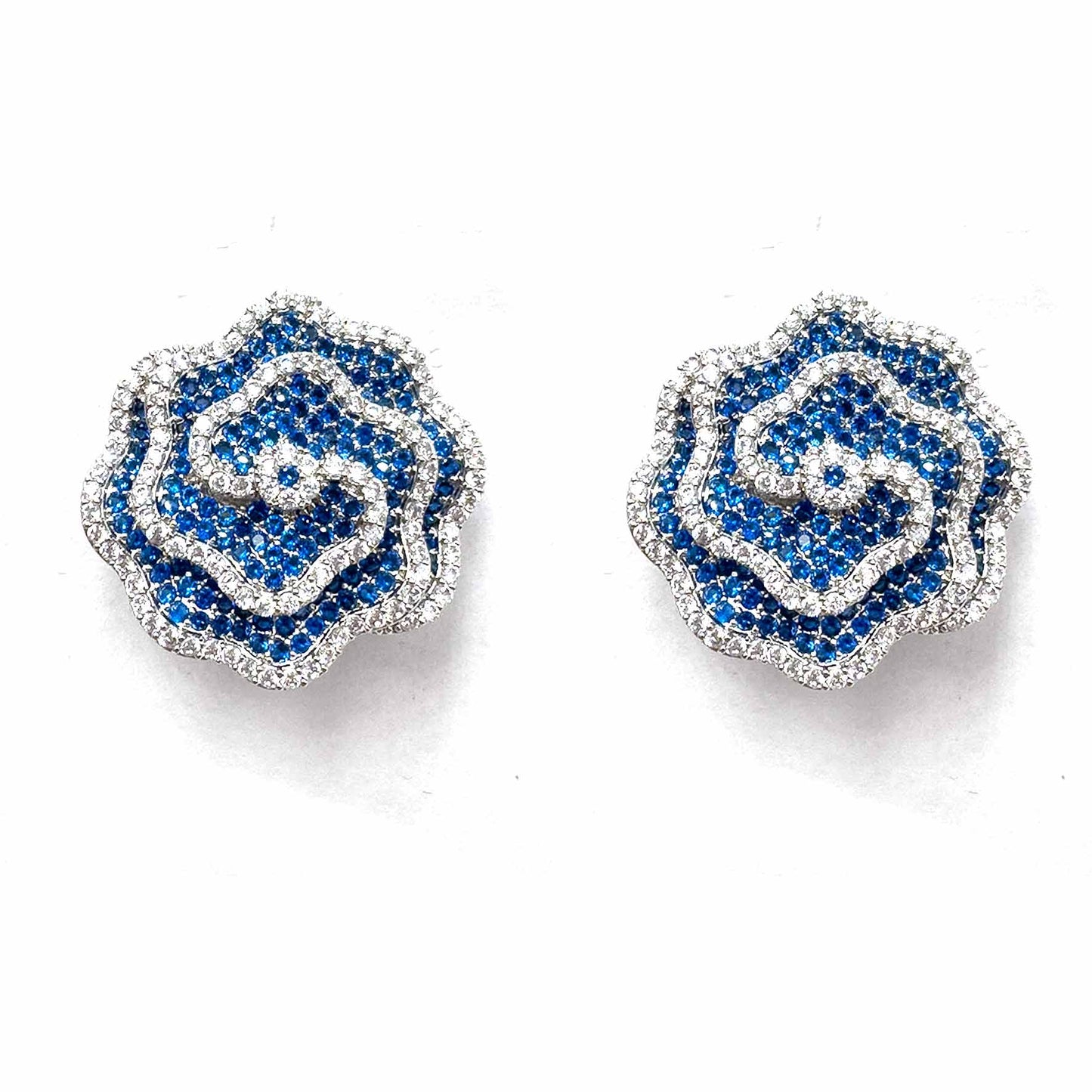 Palestro Milano Orecchini Silver/Blu Roselline di pavè