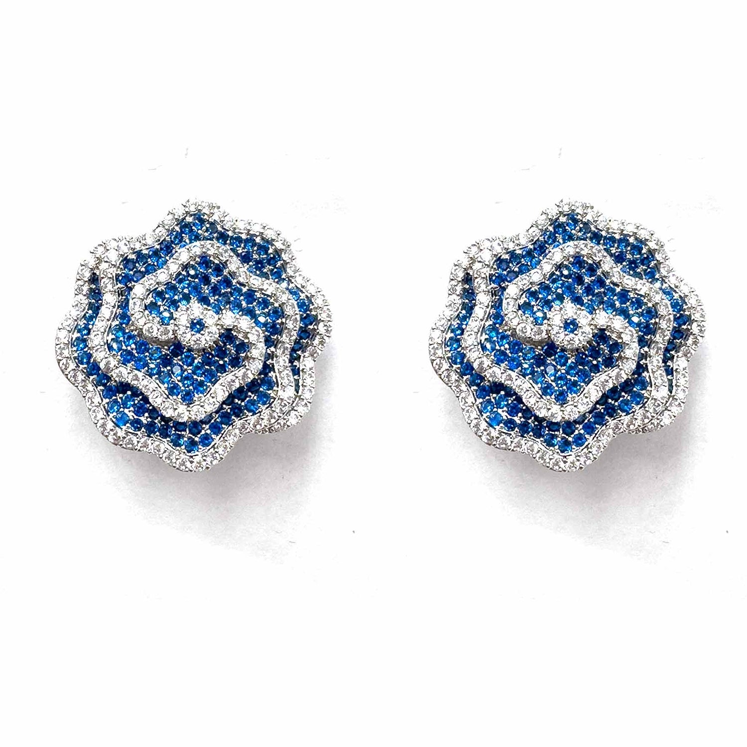 Palestro Milano Orecchini Silver/Blu Roselline di pavè