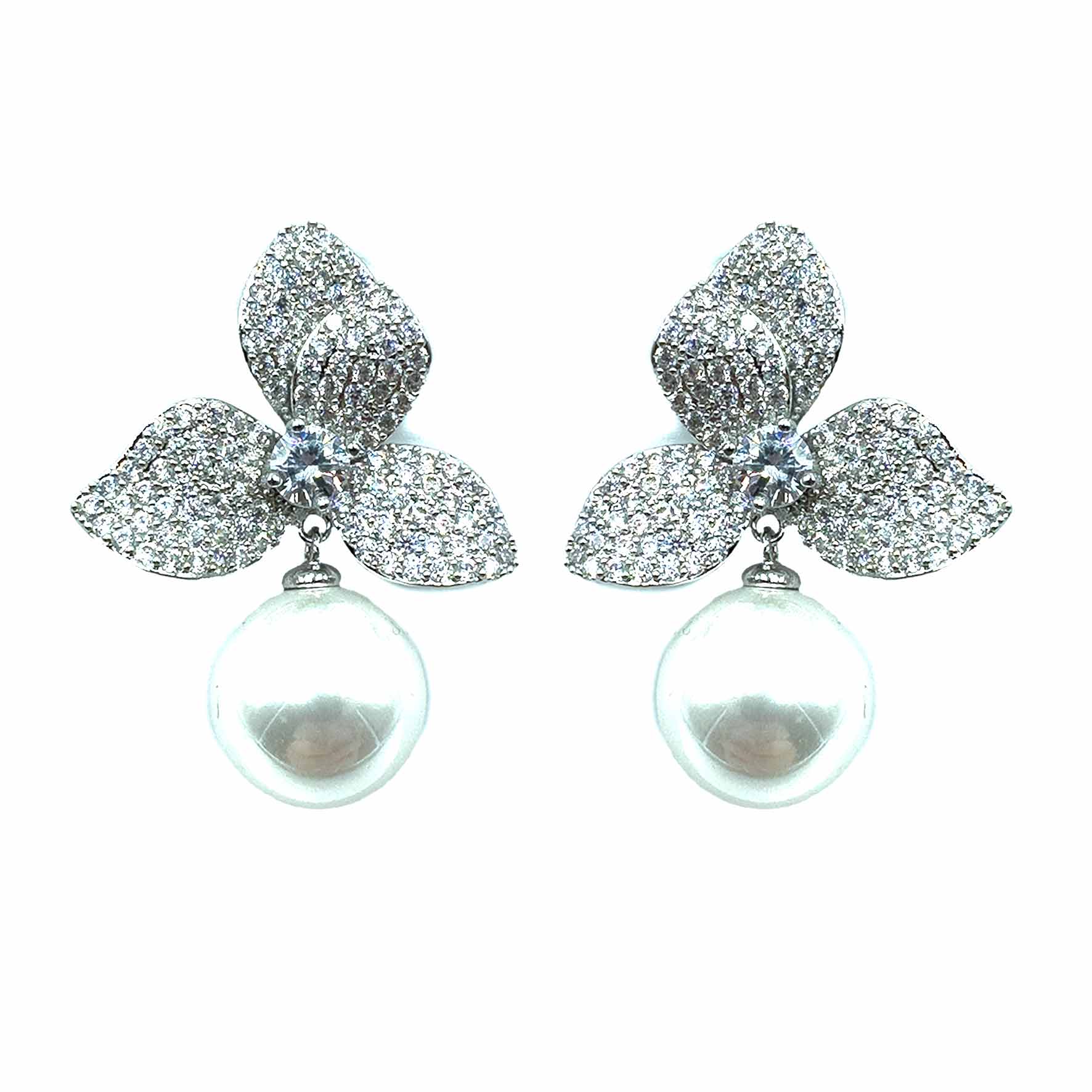 Palestro Milano Orecchini Silver Bucaneve di pavè con perla - perla pendente edition