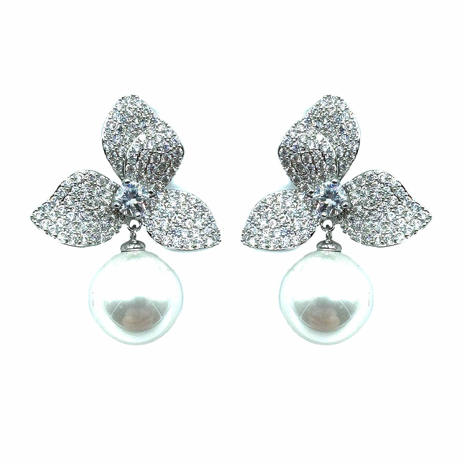 Palestro Milano Orecchini Silver Bucaneve di pavè con perla - perla pendente edition