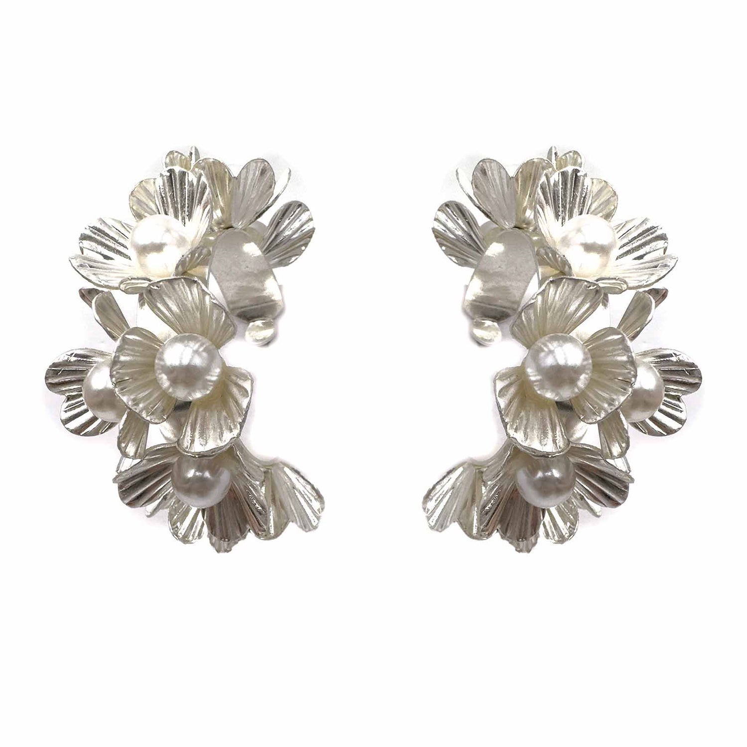 Palestro Milano Orecchini Silver Cerchi di Fiori con perline
